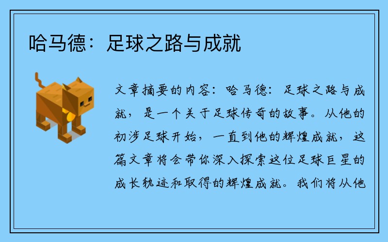 哈马德:足球之路与成就
